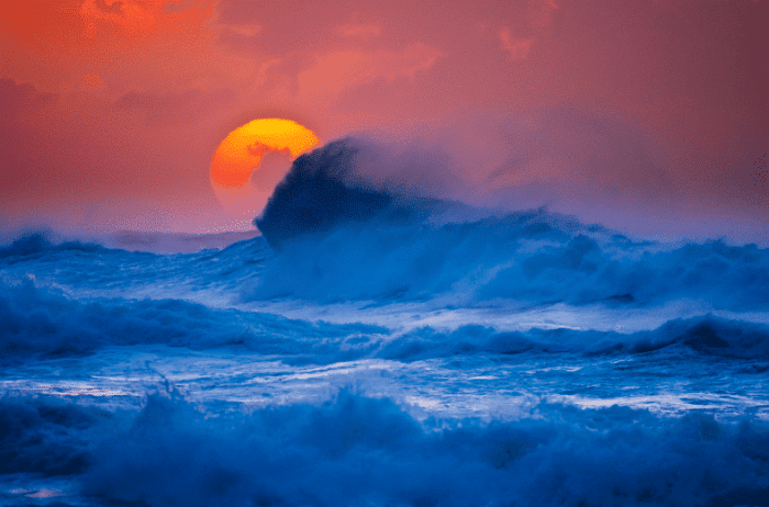 Kauai Sun Setting Wave